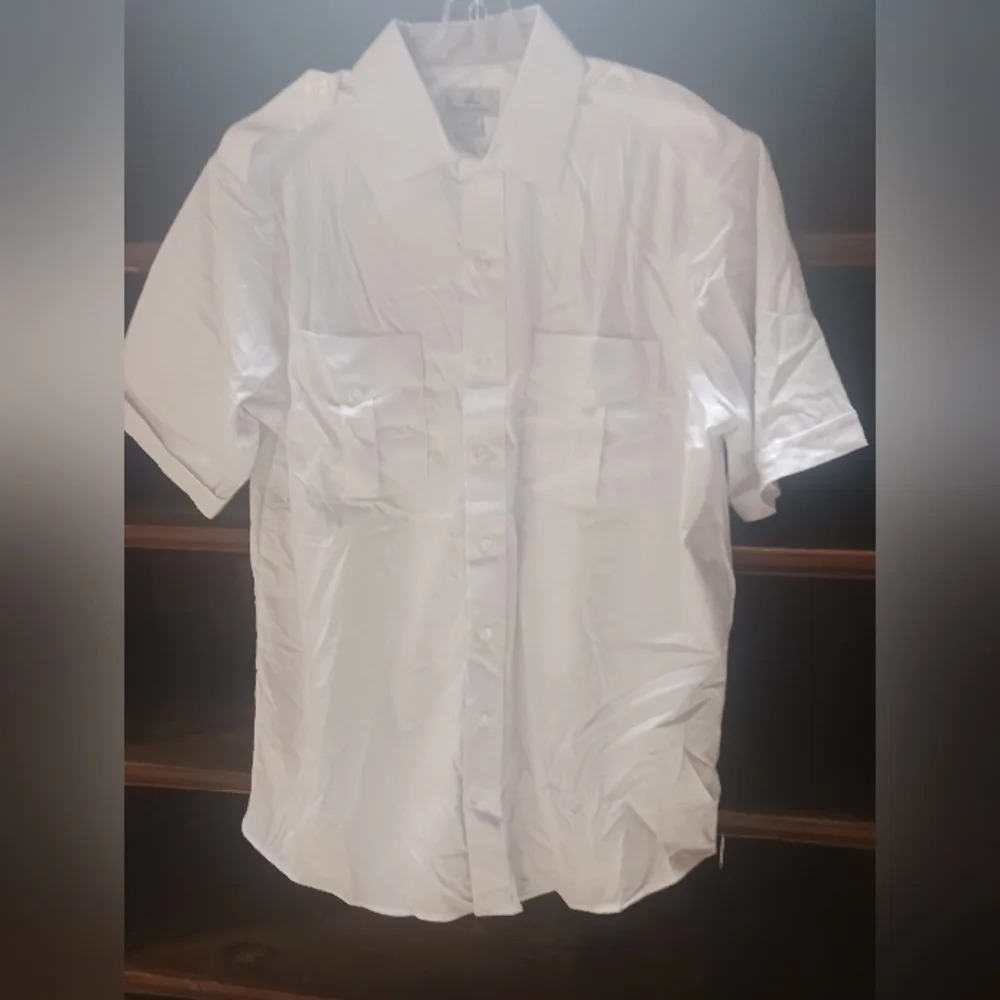 A Cut Above Men Shirt 16.5 White Pilot Uniform Cirrus Fitted Button Up Tropo